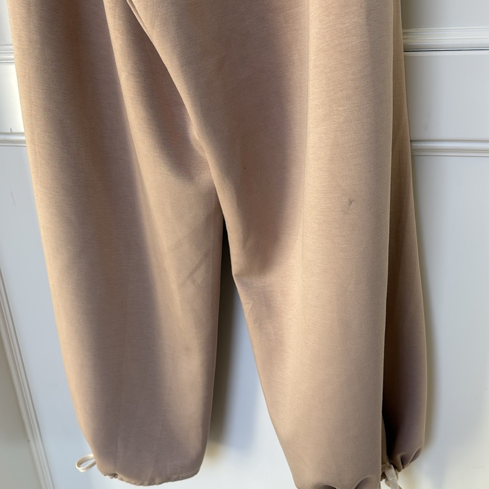 NAP Loungewear Oversized Wide Leg Pants With Tie Hem Tan Color Womens Size Large - Picture 10 of 16